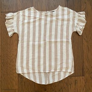 Striped Cream/Tan Top with Arm Designs